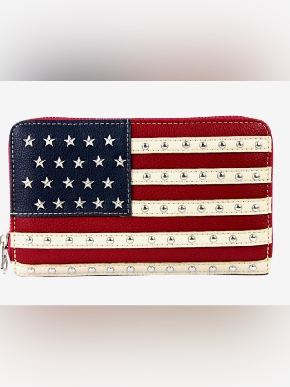 NWT Montana West American Flag Rhinestone Studded RFID Wallet Wristlet